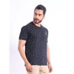 Generic Men's Casual Cotton Printed Round Neck Half Sleeve T-Shirt (Black) - Image 4