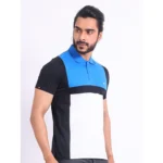 Generic Men's Casual Cotton Printed Polo Neck Half Sleeve T-Shirt (Black) - Image 4