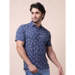 Generic Men's Casual Cotton Printed Polo Neck Half Sleeve T-Shirt (Blue) - Image 4