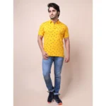 Generic Men's Casual Cotton Printed Polo Neck Half Sleeve T-Shirt (Turmeric) - Image 7