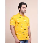 Generic Men's Casual Cotton Printed Polo Neck Half Sleeve T-Shirt (Turmeric) - Image 4