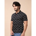 Generic Men's Casual Cotton Printed Polo Neck Half Sleeve T-Shirt (Black) - Image 3