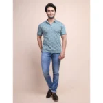 Generic Men's Casual Cotton Printed Polo Neck Half Sleeve T-Shirt (Grey) - Image 7