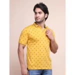 Generic Men's Casual Cotton Printed Polo Neck Half Sleeve T-Shirt (Mustard) - Image 4
