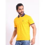 Generic Men's Casual Cotton Printed Polo Neck Half Sleeve T-Shirt (Turmeric) - Image 3