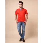 Generic Men's Casual Cotton Printed Polo Neck Half Sleeve T-Shirt (Red) - Image 7