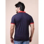 Generic Men's Casual Cotton Printed Polo Neck Half Sleeve T-Shirt (Navy) - Image 2