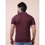 Generic Men's Casual Cotton Printed Polo Neck Half Sleeve T-Shirt (Plum) - Image 2