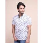 Generic Men's Casual Cotton Printed Polo Neck Half Sleeve T-Shirt (White) - Image 4