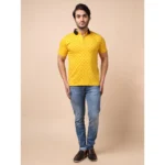 Generic Men's Casual Cotton Printed Polo Neck Half Sleeve T-Shirt (Yellow) - Image 7