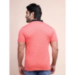 Generic Men's Casual Cotton Printed Polo Neck Half Sleeve T-Shirt (Red) - Image 2