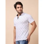 Generic Men's Casual Cotton Printed Polo Neck Half Sleeve T-Shirt (White) - Image 3