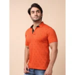 Generic Men's Casual Cotton Printed Polo Neck Half Sleeve T-Shirt (Rust) - Image 3