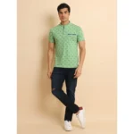 Generic Men's Casual Cotton Printed Mandarin Collar Half Sleeve T-Shirt (LightGreen) - Image 7