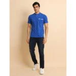 Generic Men's Casual Cotton Printed Mandarin Collar Half Sleeve T-Shirt (Blue) - Image 7