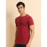 Generic Men's Casual Cotton Printed Round Neck Half Sleeve T-Shirt (Maroon) - Image 4