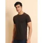 Generic Men's Casual Cotton Printed Round Neck Half Sleeve T-Shirt (Brown) - Image 4