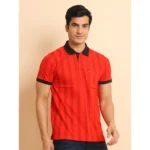 Generic Men's Casual Cotton Printed Polo Neck Half Sleeve T-Shirt (Red) - Image 3