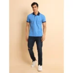 Generic Men's Casual Cotton Printed Polo Neck Half Sleeve T-Shirt (LightBlue) - Image 7