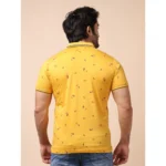 Generic Men's Casual Cotton Printed Polo Neck Half Sleeve T-Shirt (Mustard) - Image 2