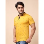 Generic Men's Casual Cotton Printed Polo Neck Half Sleeve T-Shirt (Mustard) - Image 3