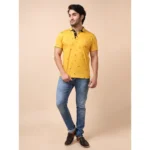Generic Men's Casual Cotton Printed Polo Neck Half Sleeve T-Shirt (Mustard) - Image 7