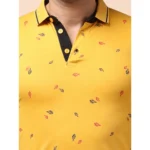 Generic Men's Casual Cotton Printed Polo Neck Half Sleeve T-Shirt (Mustard) - Image 6