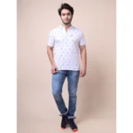Generic Men's Casual Cotton Printed Polo Neck Half Sleeve T-Shirt (White) - Image 7