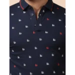 Generic Men's Casual Cotton Printed Polo Neck Half Sleeve T-Shirt (Navy) - Image 6