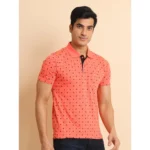 Generic Men's Casual Cotton Printed Polo Neck Half Sleeve T-Shirt (Orange) - Image 4