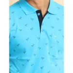 Generic Men's Casual Cotton Printed Polo Neck Half Sleeve T-Shirt (Skyblue) - Image 6