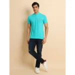 Generic Men's Casual Cotton Printed Mandarin Collar Half Sleeve T-Shirt (Seagreen) - Image 7