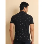 Generic Men's Casual Cotton Printed Mandarin Collar Half Sleeve T-Shirt (Black) - Image 2