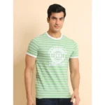 Generic Men's Casual Cotton Printed Round Neck Half Sleeve T-Shirt (LightGreen) - Image 3