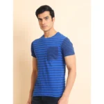 Generic Men's Casual Cotton Printed Round Neck Half Sleeve T-Shirt  (Blue) - Image 4