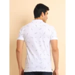 Generic Men's Casual Cotton Printed Mandarin Collar Half Sleeve T-Shirt (White) - Image 2