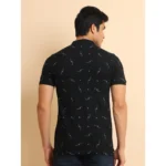 Generic Men's Casual Cotton Printed Mandarin Collar Half Sleeve T-Shirt (Navy) - Image 2