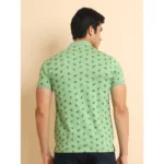 Generic Men's Casual Cotton Printed Polo Neck Half Sleeve T-Shirt (Light Green) - Image 2
