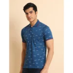 Generic Men's Casual Cotton Printed Polo Neck Half Sleeve T-Shirt (Blue) - Image 4
