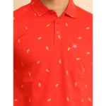 Generic Men's Casual Cotton Printed Polo Neck Half Sleeve T-Shirt (Red) - Image 6