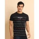 Generic Men's Casual Cotton Printed Round Neck Half Sleeve T-Shirt (Black) - Image 3