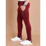 Generic Men's Casual Cotton Striped Full Length Track Pant (Maroon) - Image 4