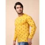 Generic Men's Casual Cotton Printed Round Neck Full Sleeve T-Shirt (Mustard) - Image 3