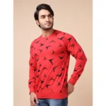 Generic Men's Casual Cotton Printed Round Neck Full Sleeve T-Shirt (Red) - Image 3