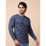 Generic Men's Casual Cotton Printed Round Neck Full Sleeve T-Shirt (Blue) - Image 4