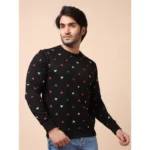 Generic Men's Casual Cotton Printed Round Neck Full Sleeve Sweat T-Shirt (Black) - Image 4