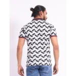 Generic Men's Casual Cotton Printed Polo Neck Half Sleeve T-Shirt (White) - Image 2