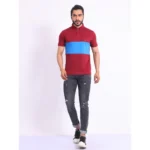 Generic Men's Casual Cotton Printed Polo Neck Half Sleeve T-Shirt (Maroon) - Image 7