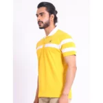 Generic Men's Casual Cotton Printed Polo Neck Half Sleeve T-Shirt (Yellow) - Image 3