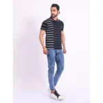 Generic Men's Casual Cotton Printed Polo Neck Half Sleeve T-Shirt (Black) - Image 4